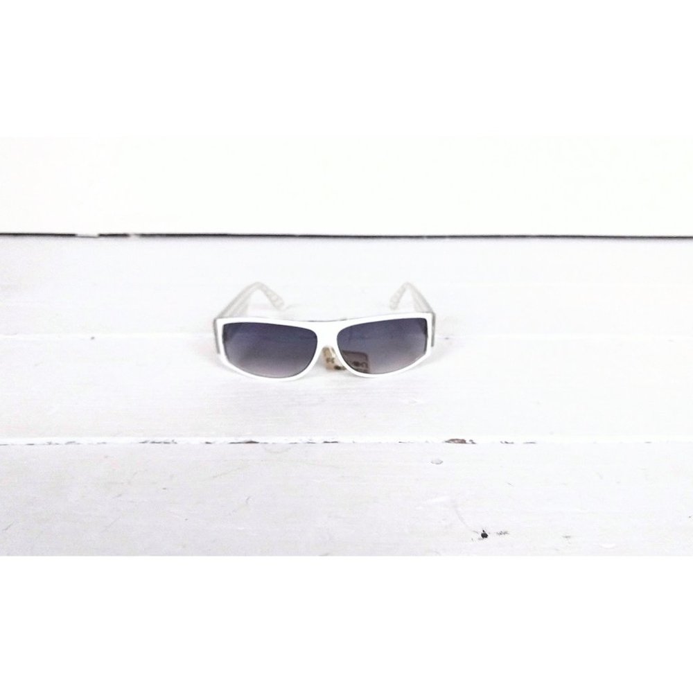 Vintage white clear striped plastic sunglasses striped wide band